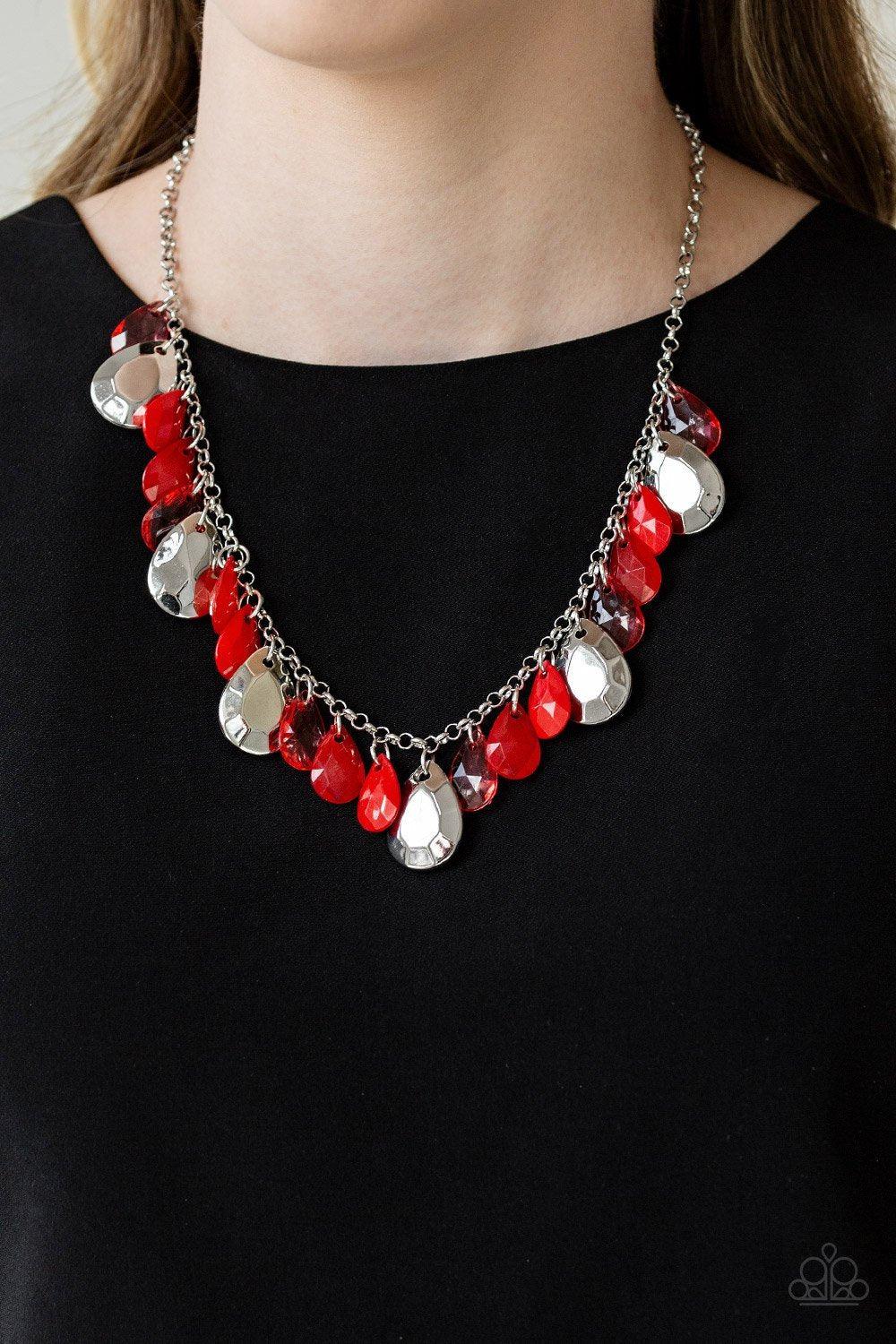Hurricane Season Red and Silver Necklace - Paparazzi Accessories- lightbox - CarasShop.com - Paparazzi Jewelry by Cara Jewels