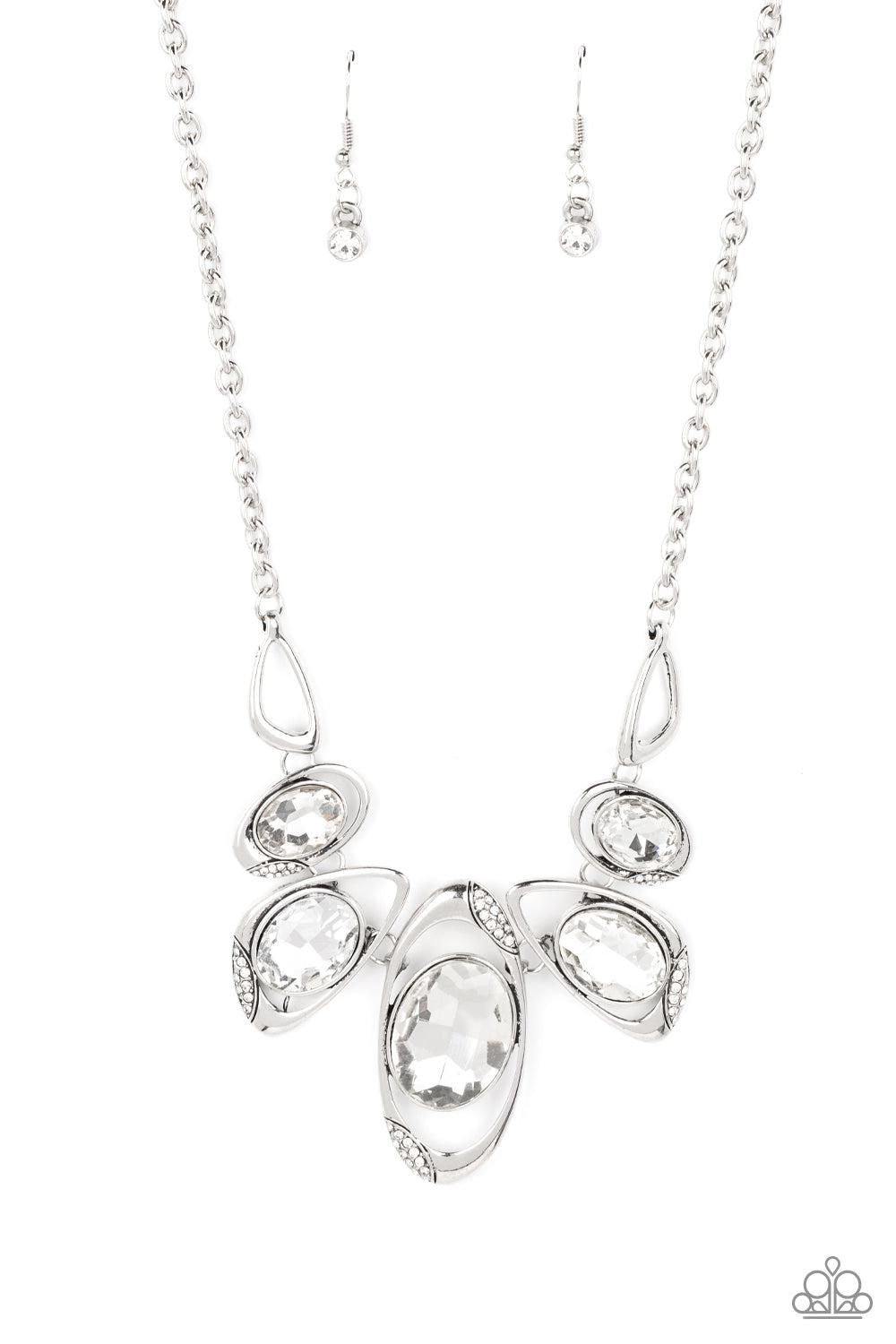 Hypnotic Twinkle White Rhinestone Necklace - Paparazzi Accessories- lightbox - CarasShop.com - Paparazzi Jewelry by Cara Jewels