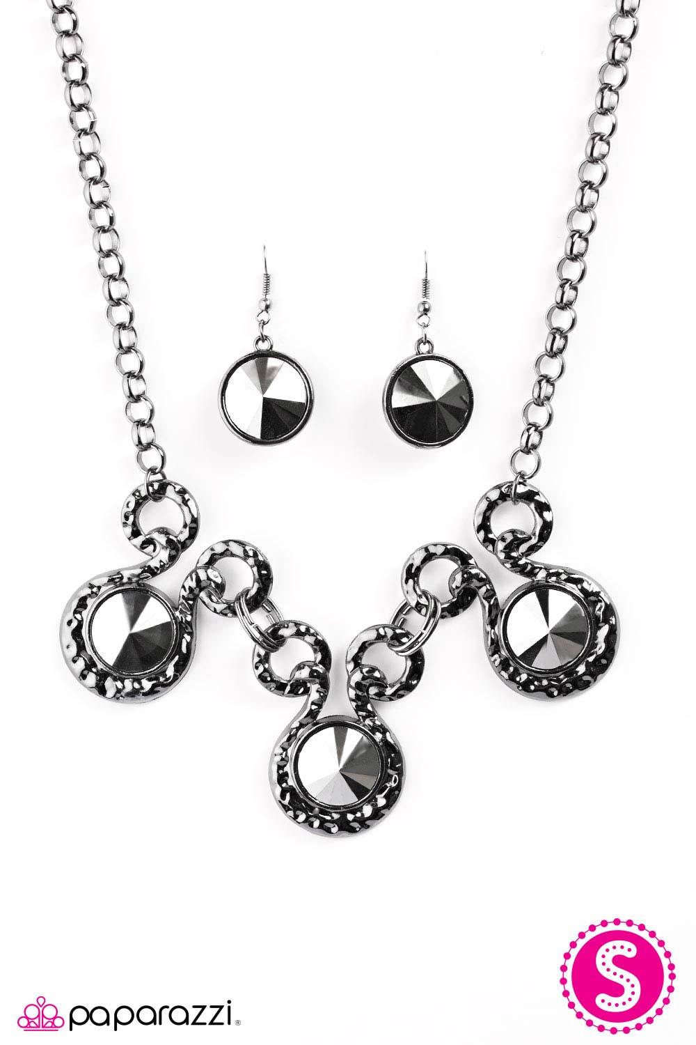Hypnotized - Gunmetal and Hematite Necklace and matching Earrings - Paparazzi Accessories - free matching earrings -CarasShop.com - Paparazzi Jewelry by Cara Jewels