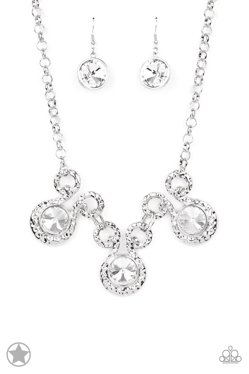 Hypnotized Silver and White Rhinestone Necklace - Paparazzi Accessories- lightbox - CarasShop.com - Paparazzi Jewelry by Cara Jewels