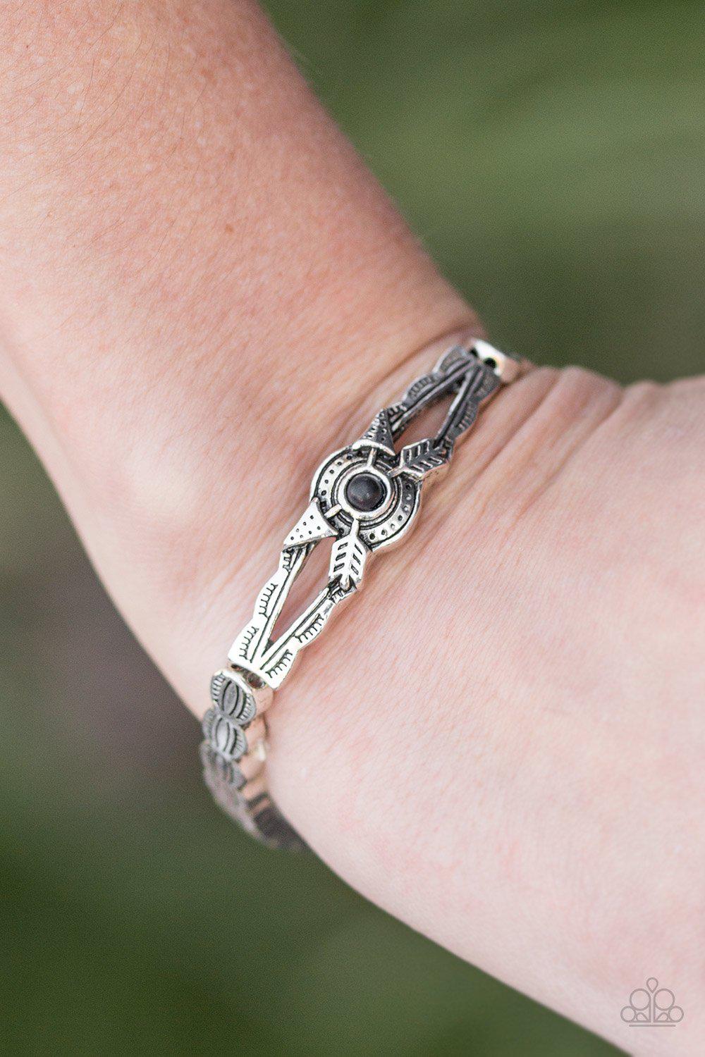 I Am Empressed Silver and Black Bracelet - Paparazzi Accessories- lightbox - CarasShop.com - Paparazzi Jewelry by Cara Jewels