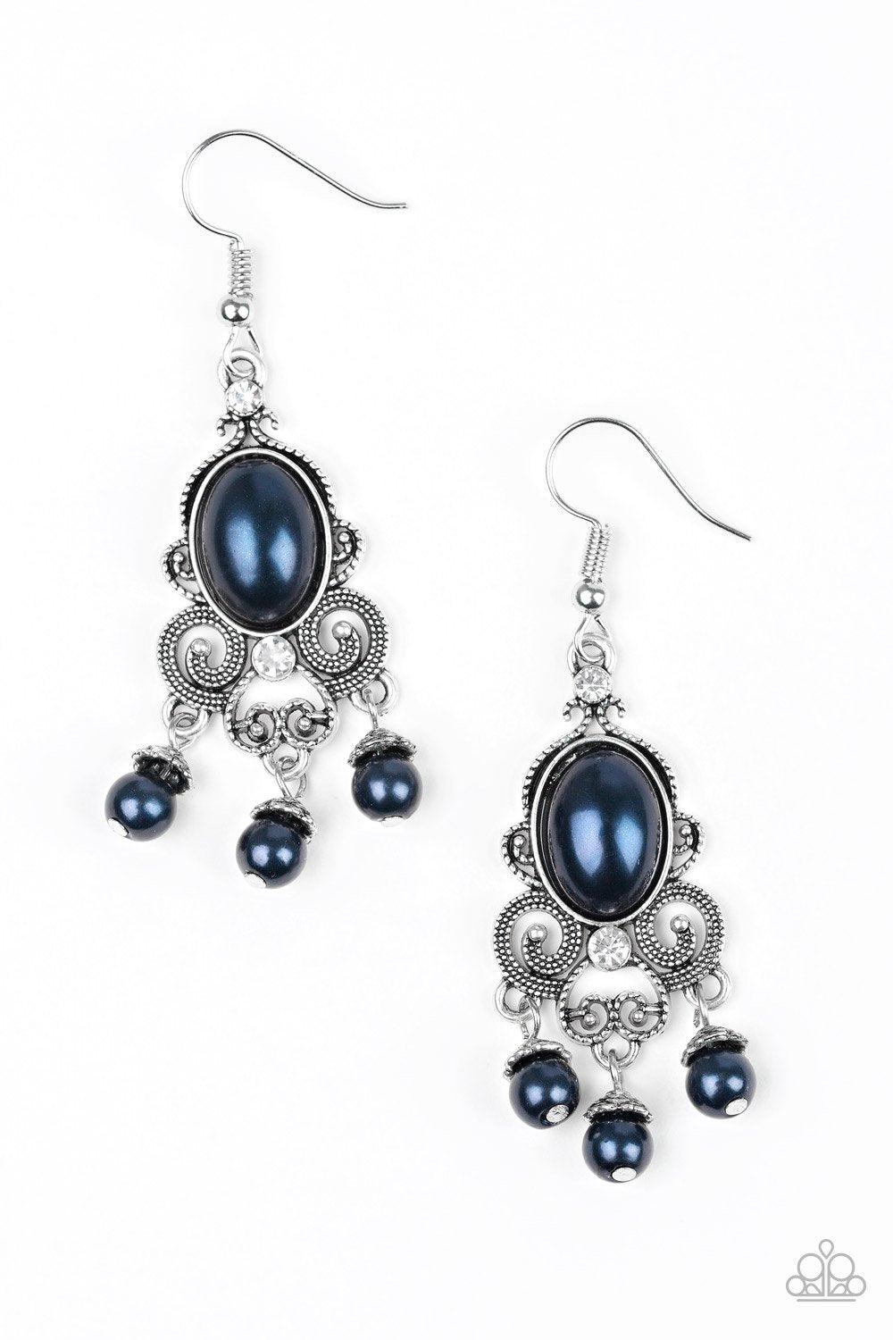 I Better Get Glowing Blue Earrings - Paparazzi Accessories- lightbox - CarasShop.com - Paparazzi Jewelry by Cara Jewels