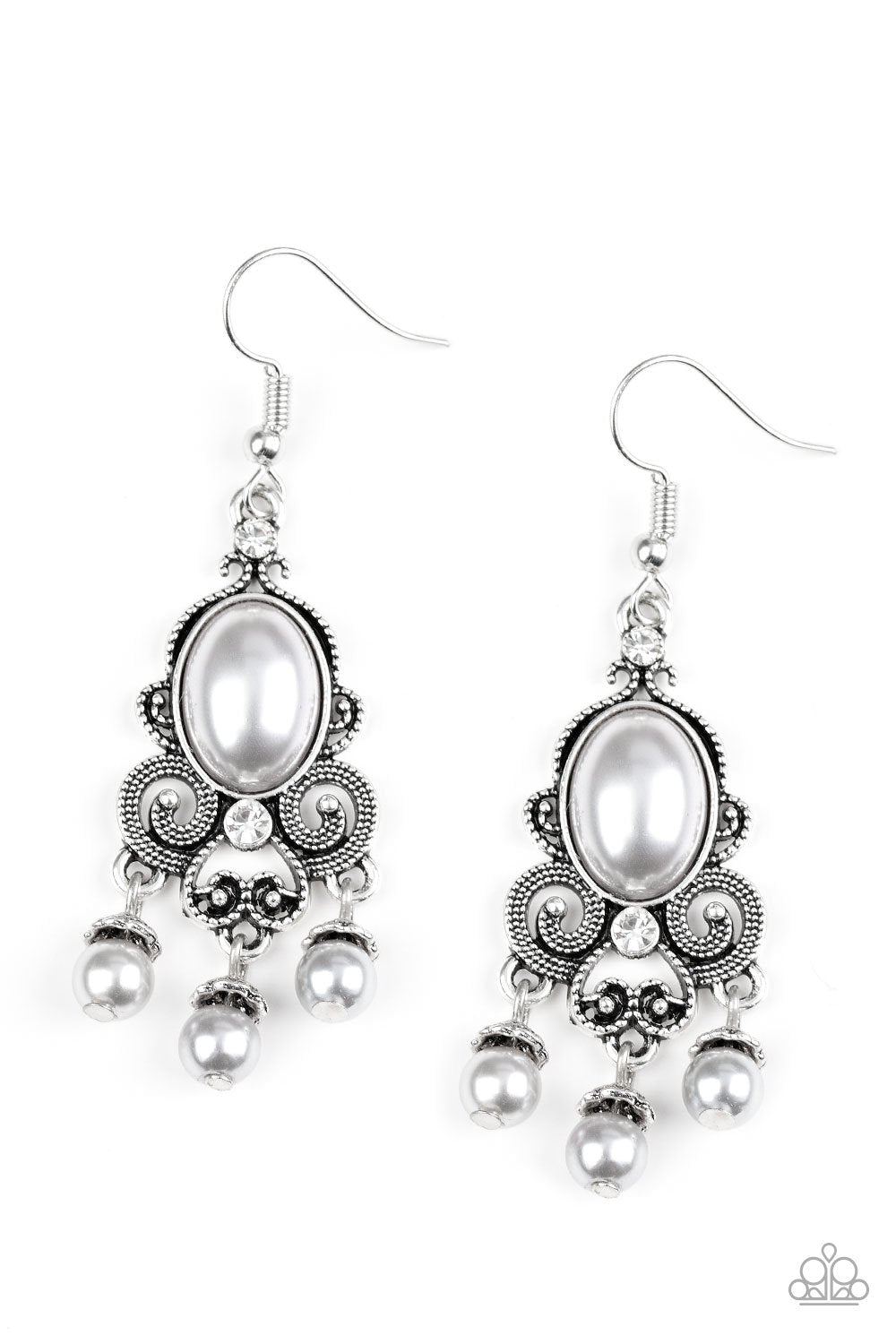 I Better Get GLOWING Silver Earrings - Paparazzi Accessories- lightbox - CarasShop.com - Paparazzi Jewelry by Cara Jewels