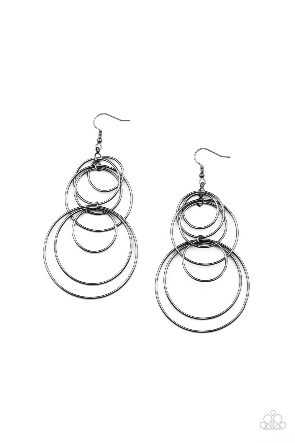I Feel Dizzy Gunmetal Black Earrings - Paparazzi Accessories- lightbox - CarasShop.com - Paparazzi Jewelry by Cara Jewels