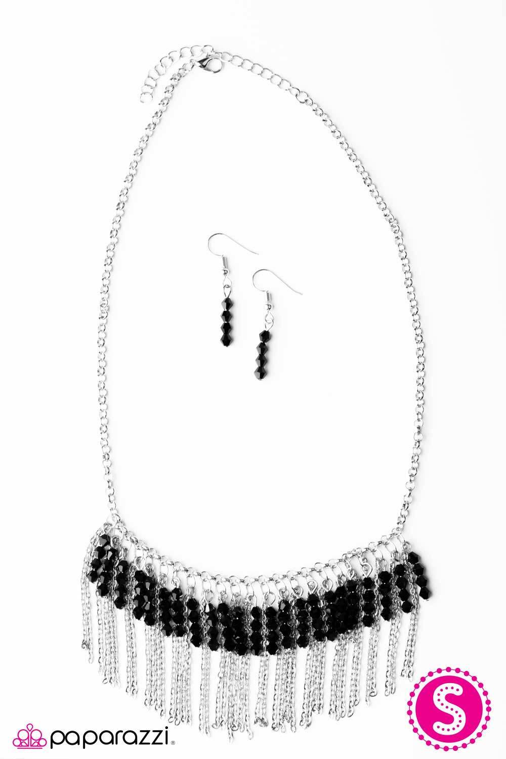 I Got It From My Mama Black and Silver Fringe Necklace - Paparazzi Accessories- lightbox - CarasShop.com - Paparazzi Jewelry by Cara Jewels