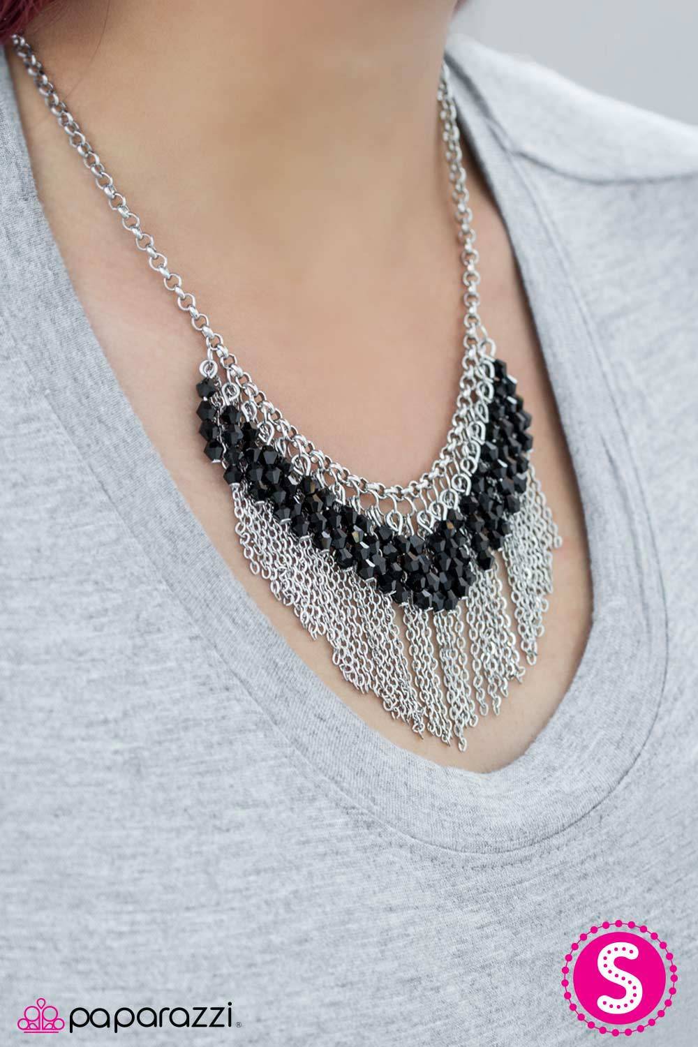 I Got It From My Mama Black and Silver Fringe Necklace - Paparazzi Accessories- lightbox - CarasShop.com - Paparazzi Jewelry by Cara Jewels