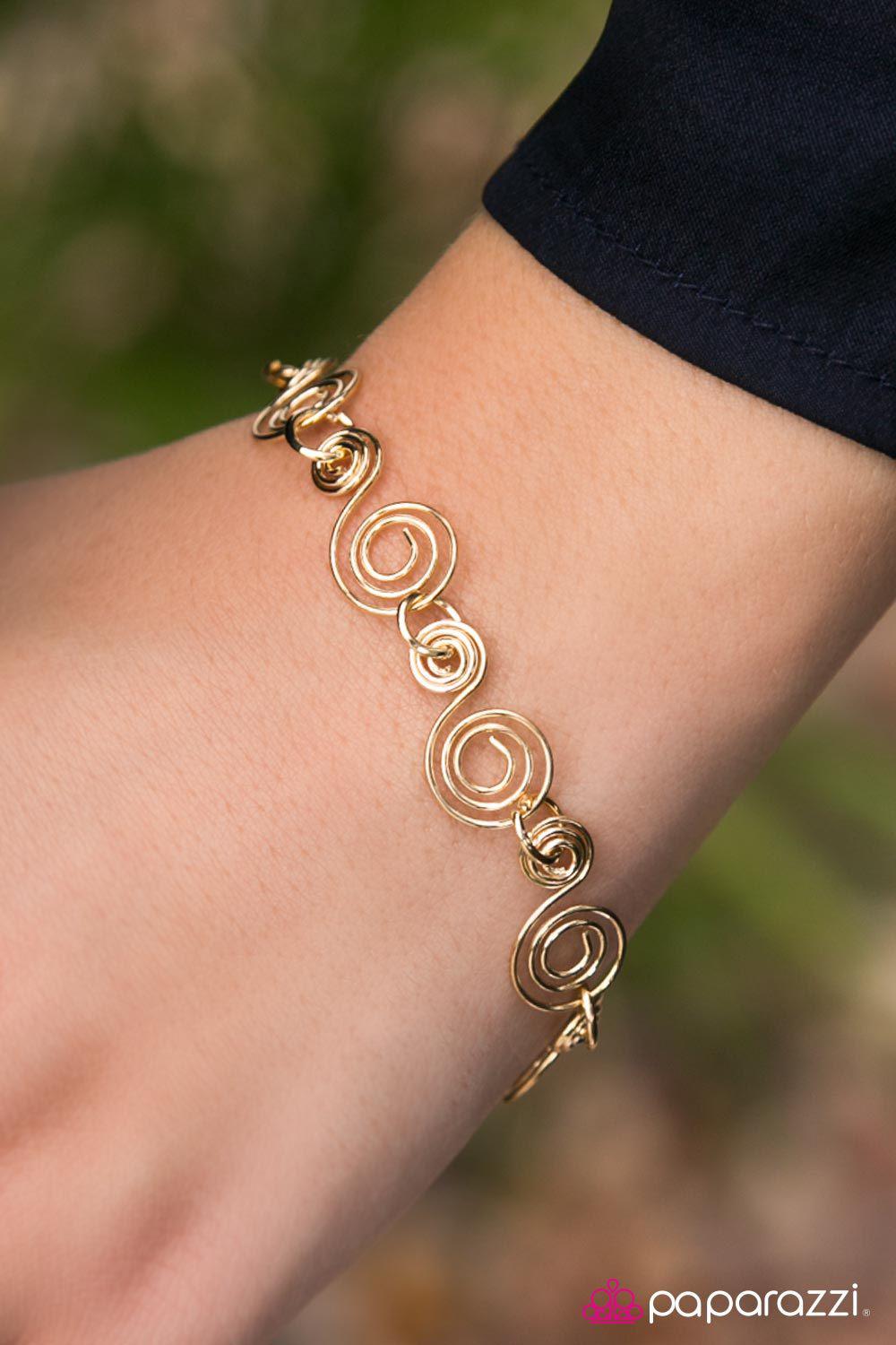 I Just Want To Spin Gold Bracelet - Paparazzi Accessories- lightbox - CarasShop.com - Paparazzi Jewelry by Cara Jewels