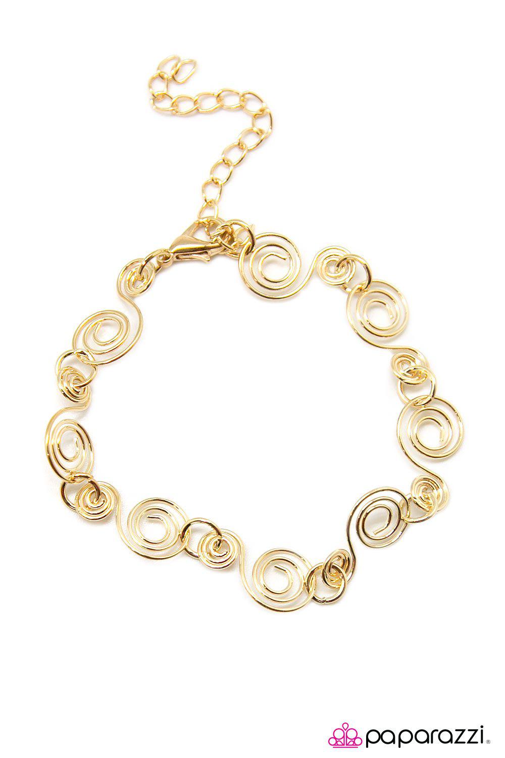 I Just Want To Spin Gold Bracelet - Paparazzi Accessories- on model - CarasShop.com - Paparazzi Jewelry by Cara Jewels
