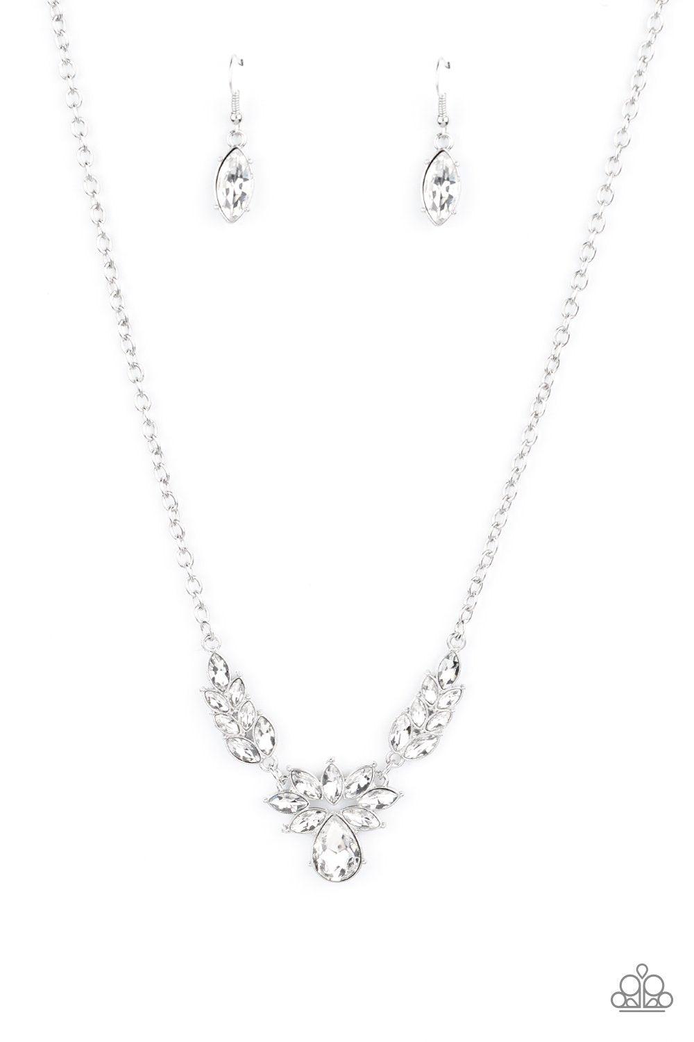 I Need Some HEIR White Rhinestone Necklace - Paparazzi Accessories- lightbox - CarasShop.com - Paparazzi Jewelry by Cara Jewels