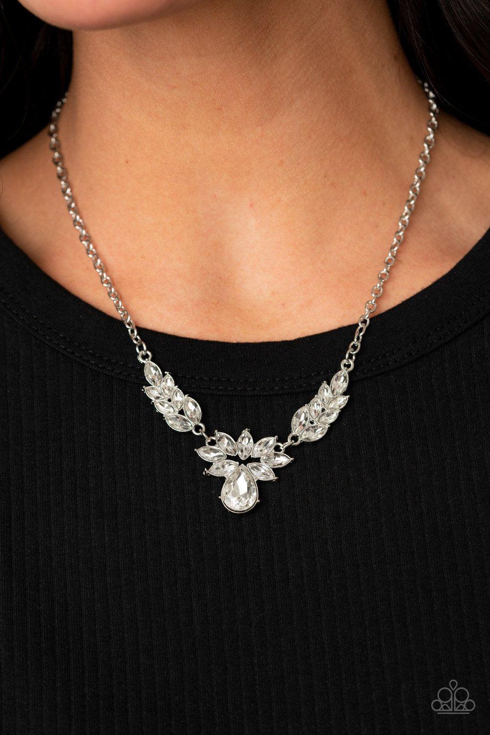 I Need Some HEIR White Rhinestone Necklace - Paparazzi Accessories- lightbox - CarasShop.com - Paparazzi Jewelry by Cara Jewels