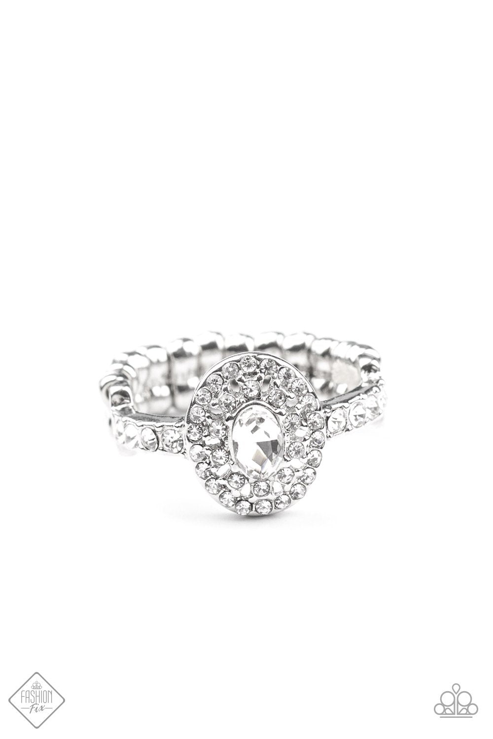 I Said Yes White Rhinestone Ring - Paparazzi Accessories- on model - CarasShop.com - Paparazzi Jewelry by Cara Jewels