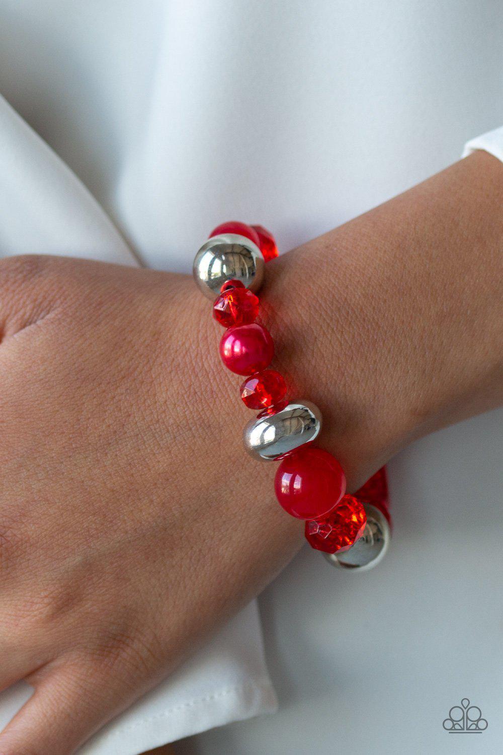 Ice Ice-Breaker Red and Silver Bracelet - Paparazzi Accessories- lightbox - CarasShop.com - Paparazzi Jewelry by Cara Jewels
