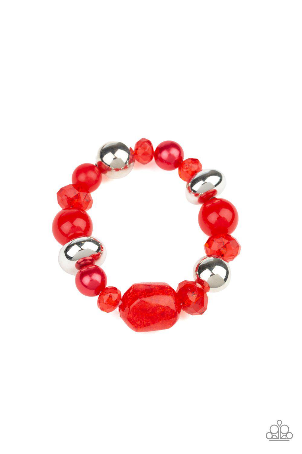 Ice Ice-Breaker Red and Silver Bracelet - Paparazzi Accessories- on model - CarasShop.com - Paparazzi Jewelry by Cara Jewels
