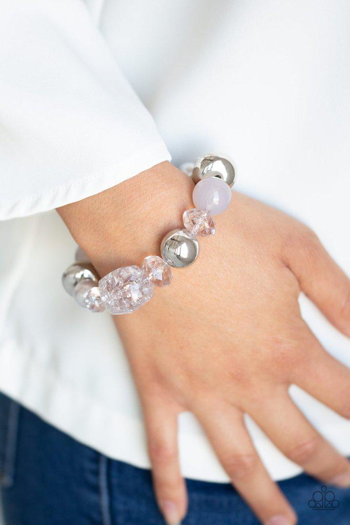 Ice Ice-Breaker Silver Bracelet - Paparazzi Accessories- on model - CarasShop.com - Paparazzi Jewelry by Cara Jewels