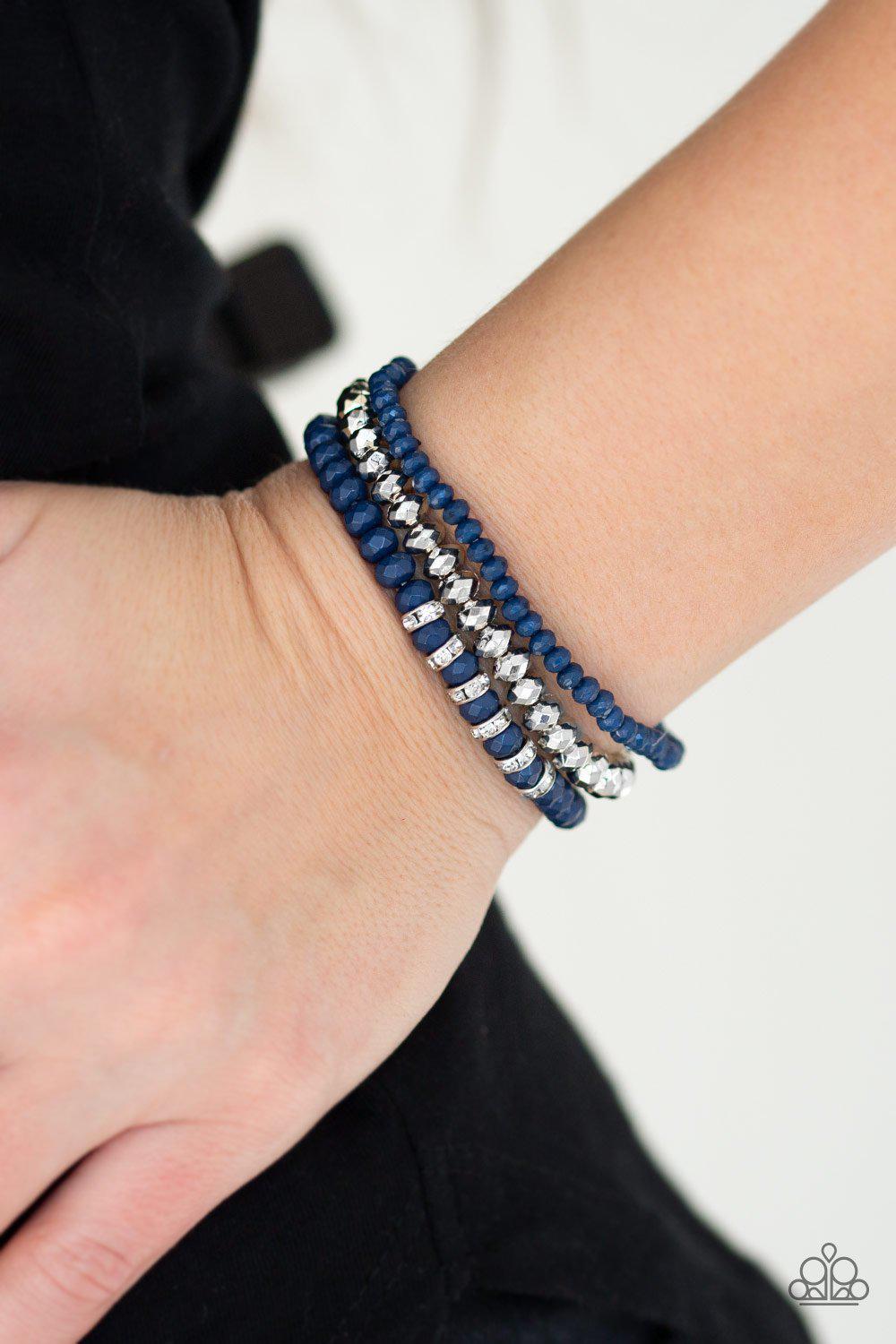 Ideal Idol Dark Blue and Silver Bracelet Set - Paparazzi Accessories- lightbox - CarasShop.com - Paparazzi Jewelry by Cara Jewels
