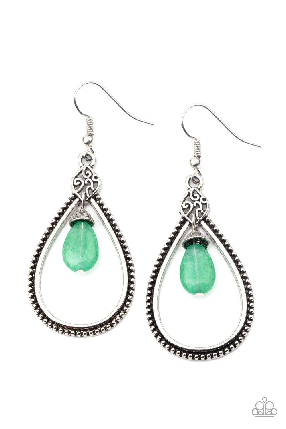 I'll Believe It ZEN I See It Green Earrings - Paparazzi Accessories- lightbox - CarasShop.com - Paparazzi Jewelry by Cara Jewels