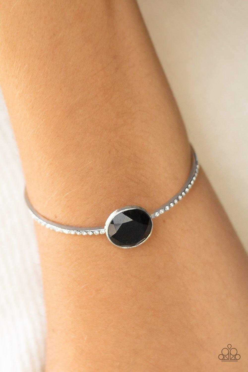 Illumination Station Black, White and Silver Cuff Bracelet - Paparazzi Accessories- lightbox - CarasShop.com - Paparazzi Jewelry by Cara Jewels