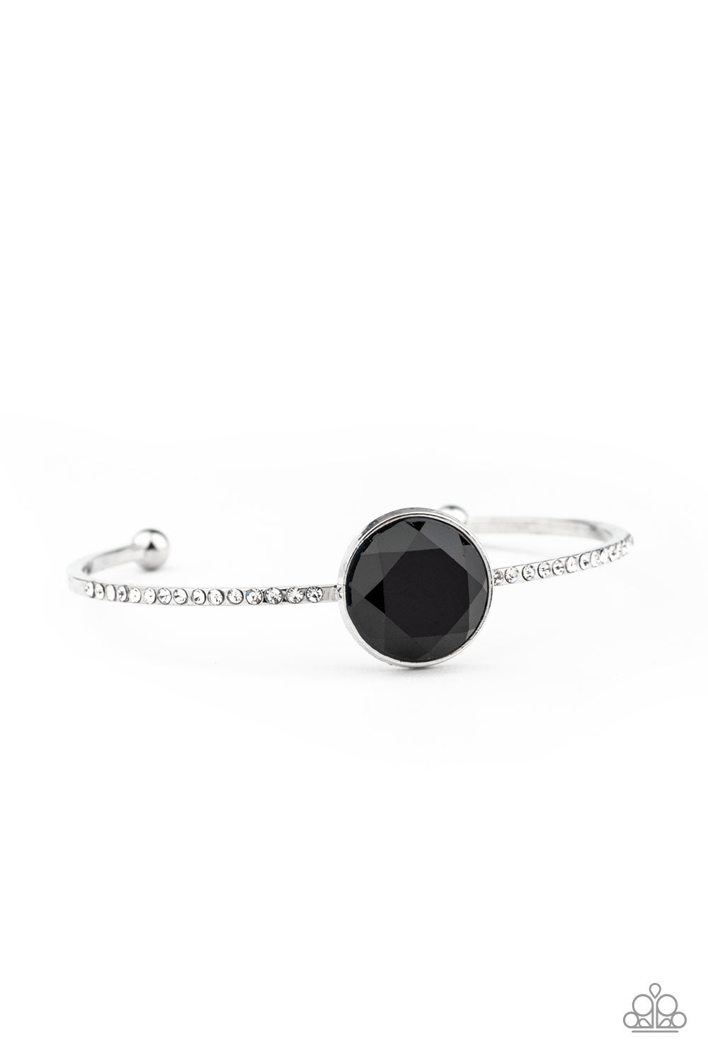 Illumination Station Black, White and Silver Cuff Bracelet - Paparazzi Accessories- on model - CarasShop.com - Paparazzi Jewelry by Cara Jewels