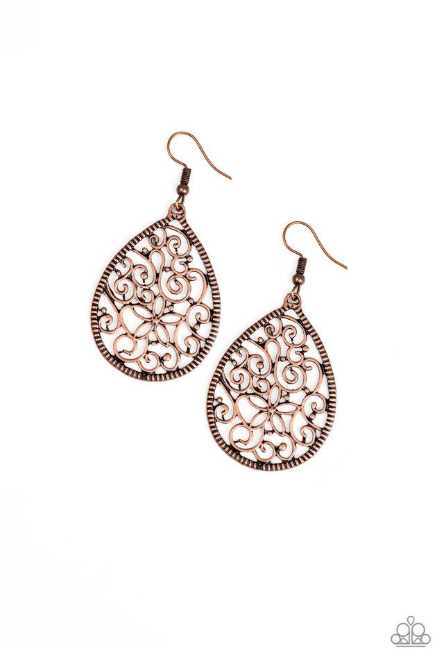 I'm Doing VINE Copper Earrings - Paparazzi Accessories- on model - CarasShop.com - Paparazzi Jewelry by Cara Jewels