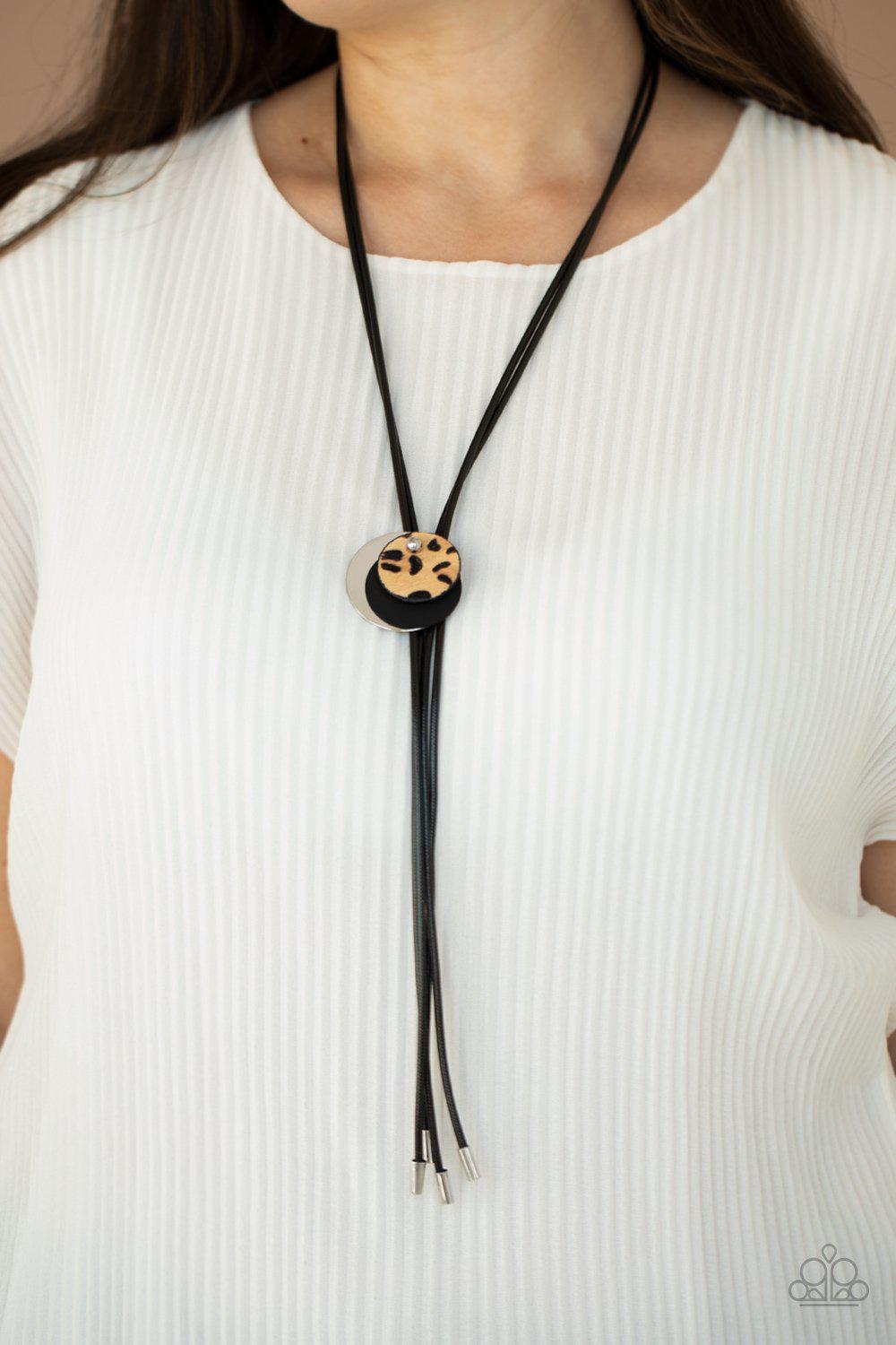 I'm FELINE Good Black Animal Print Necklace - Paparazzi Accessories- lightbox - CarasShop.com - Paparazzi Jewelry by Cara Jewels