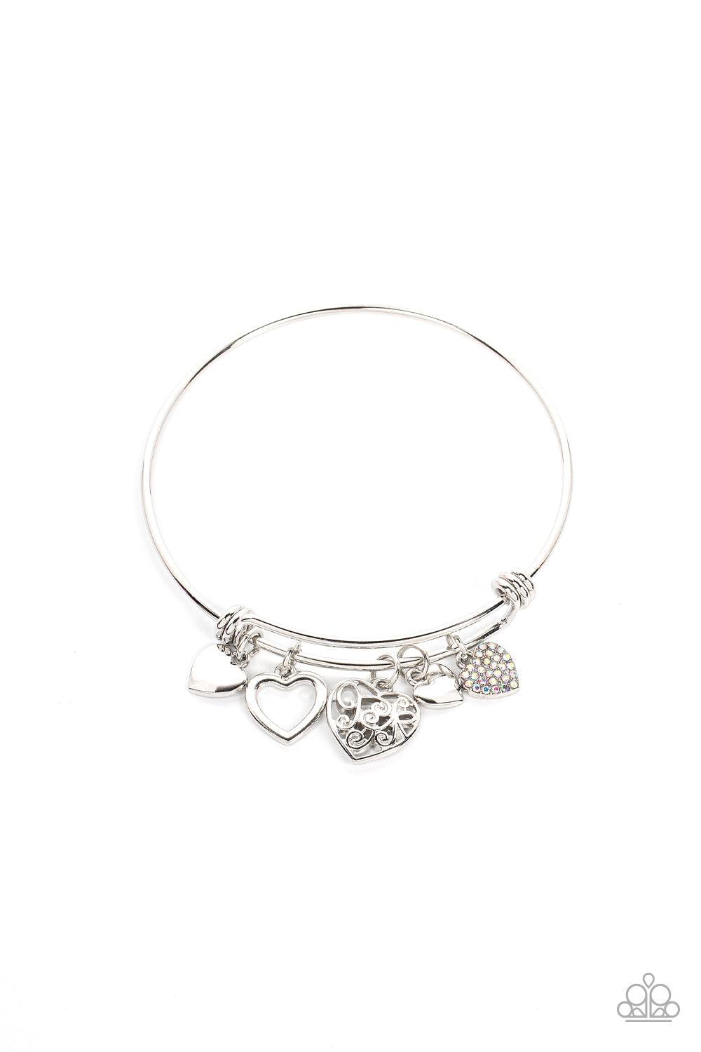 I'm Yours Multi Iridescent Heart Charm Bracelet - Paparazzi Accessories- lightbox - CarasShop.com - Paparazzi Jewelry by Cara Jewels