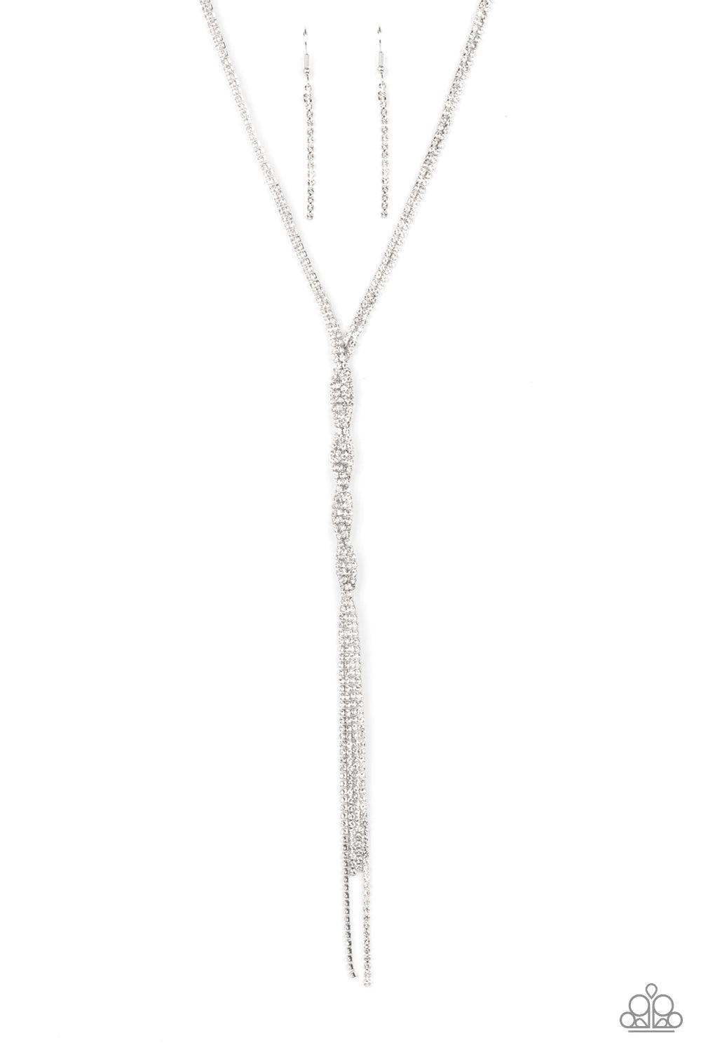 Impressively Icy White Necklace - Paparazzi Accessories- lightbox - CarasShop.com - Paparazzi Jewelry by Cara Jewels