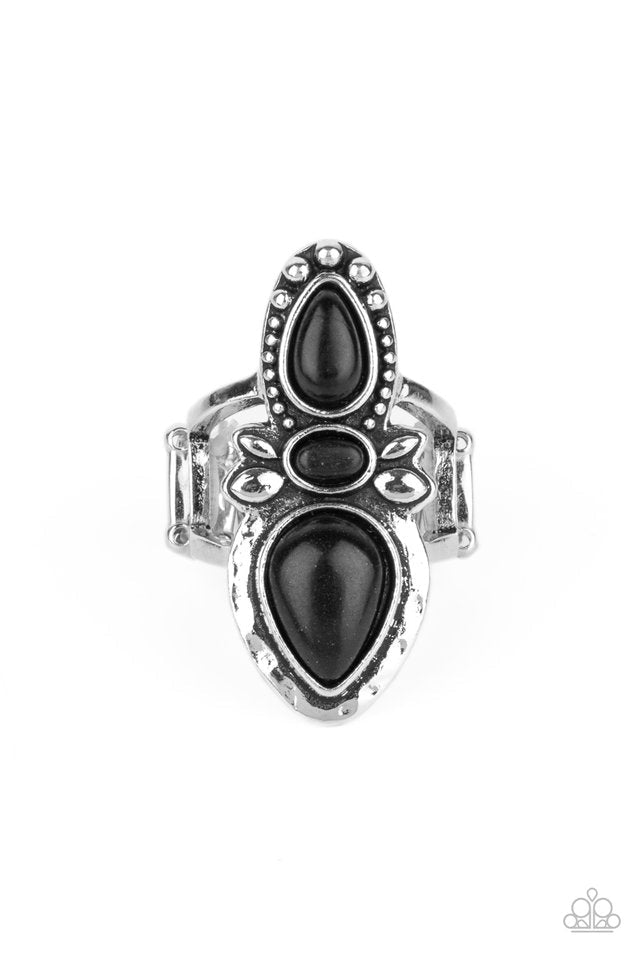 In A BADLANDS Mood Black Stone Ring - Paparazzi Accessories- lightbox - CarasShop.com - Paparazzi Jewelry by Cara Jewels