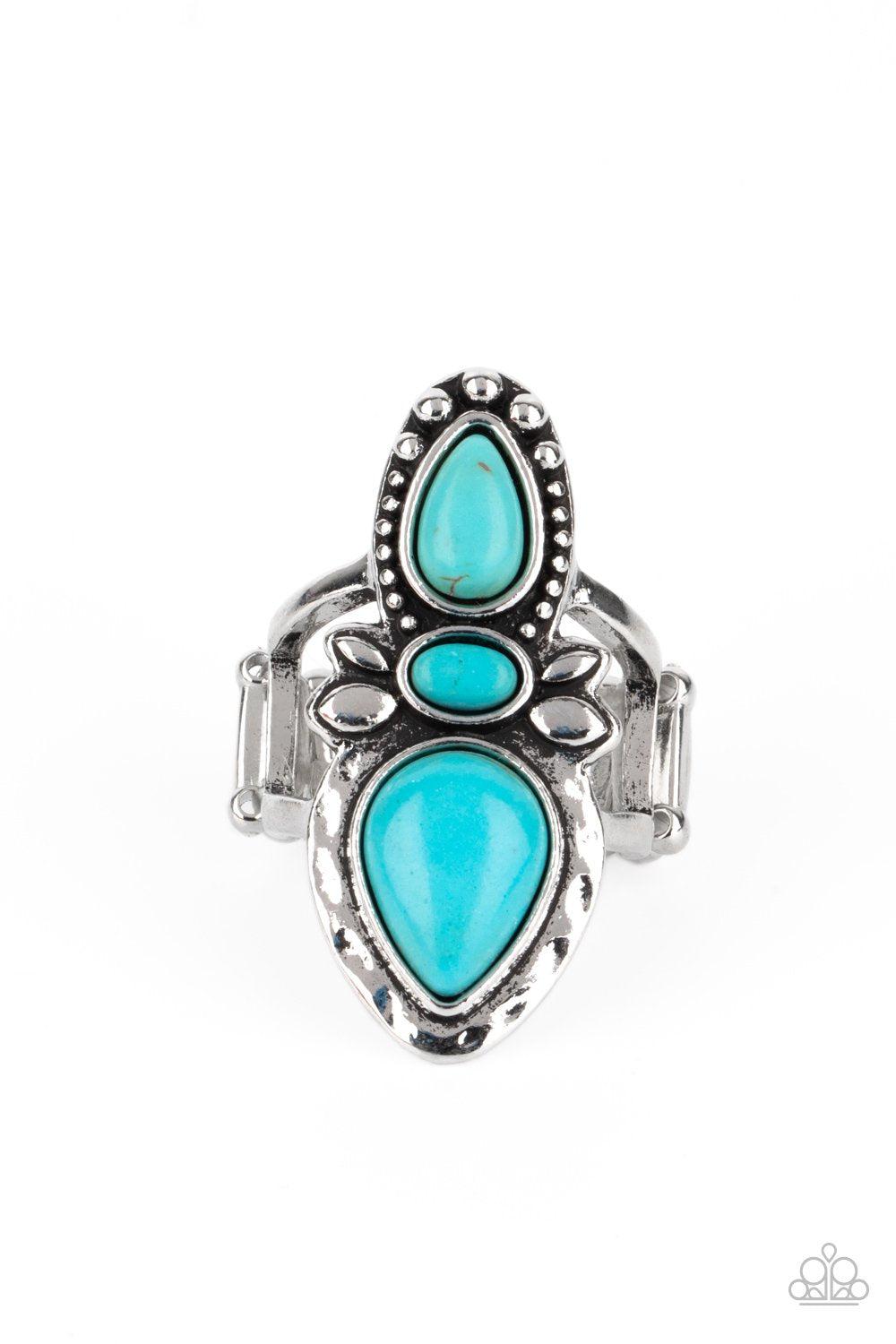 In a BADLANDS Mood Turquoise Blue Stone Ring - Paparazzi Accessories- lightbox - CarasShop.com - Paparazzi Jewelry by Cara Jewels