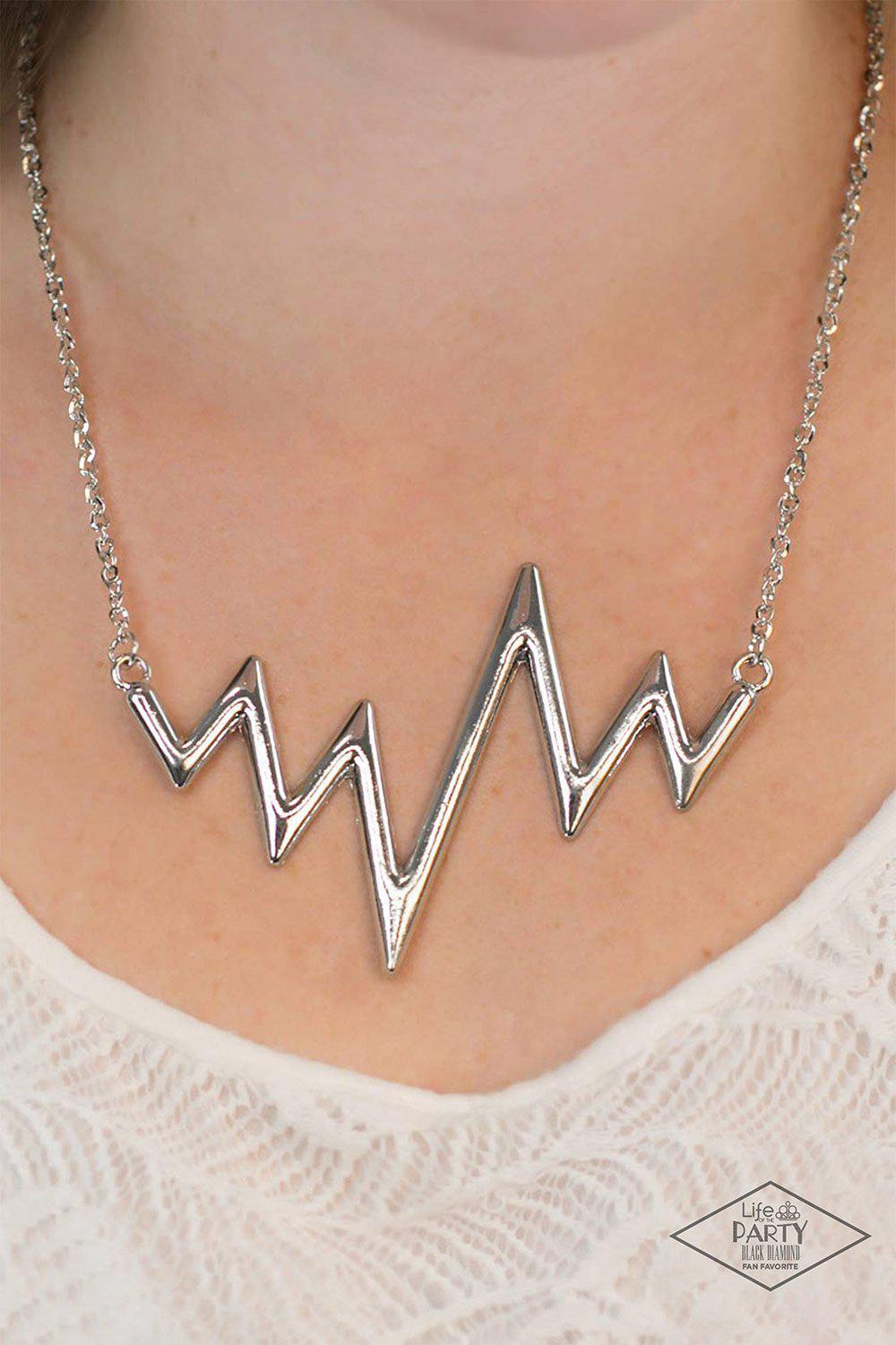 In A Heartbeat Silver Necklace - Paparazzi Accessories- lightbox - CarasShop.com - Paparazzi Jewelry by Cara Jewels