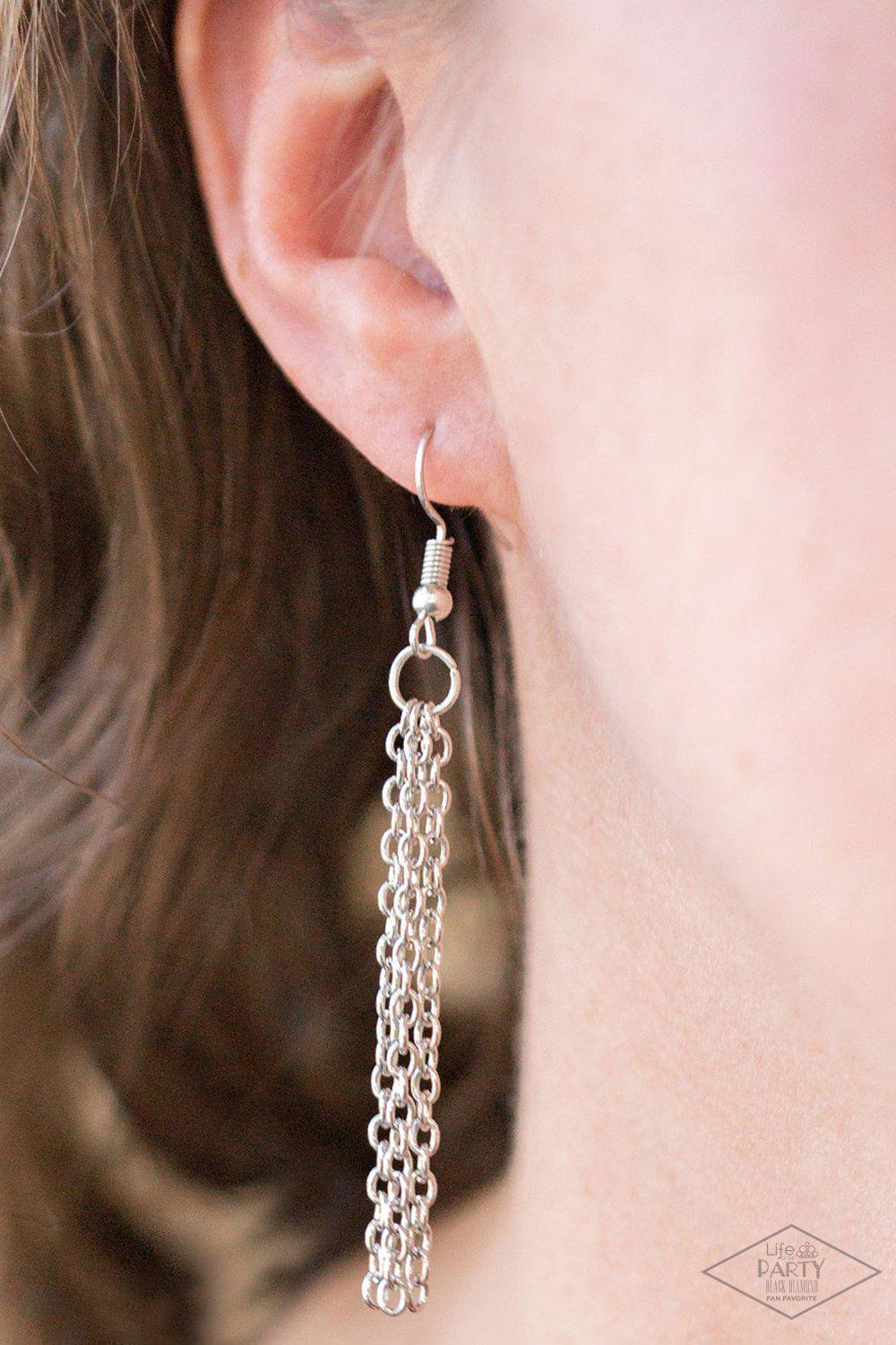 In A Heartbeat Silver Necklace - Paparazzi Accessories- on model - CarasShop.com - Paparazzi Jewelry by Cara Jewels