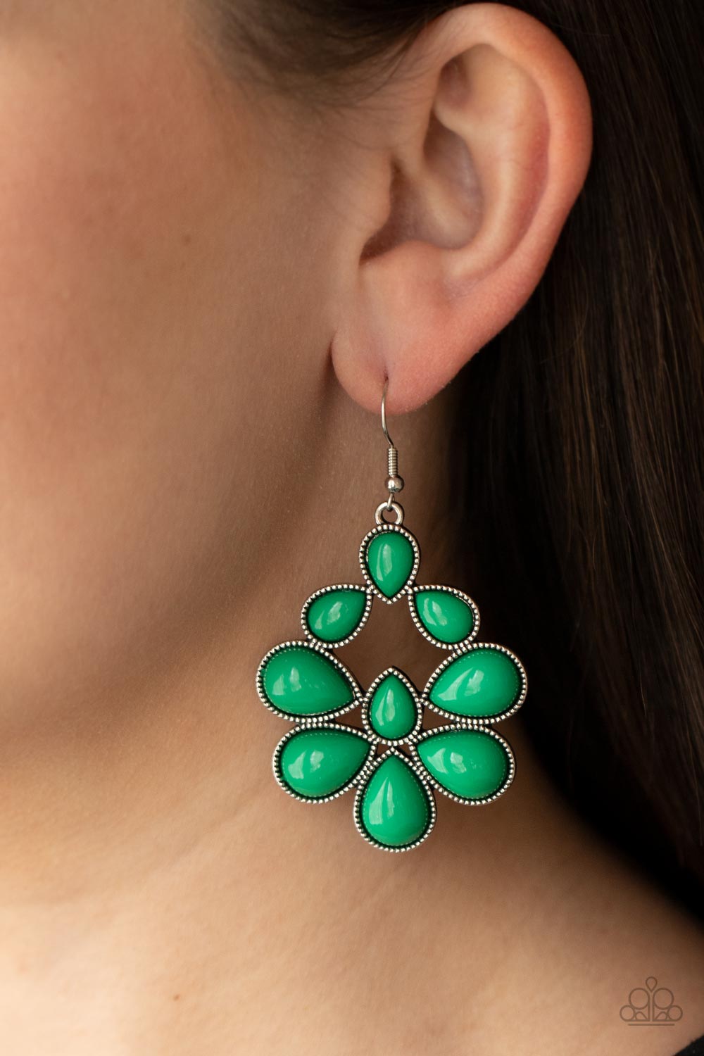 In Crowd Couture Green Earrings - Paparazzi Accessories- lightbox - CarasShop.com - Paparazzi Jewelry by Cara Jewels