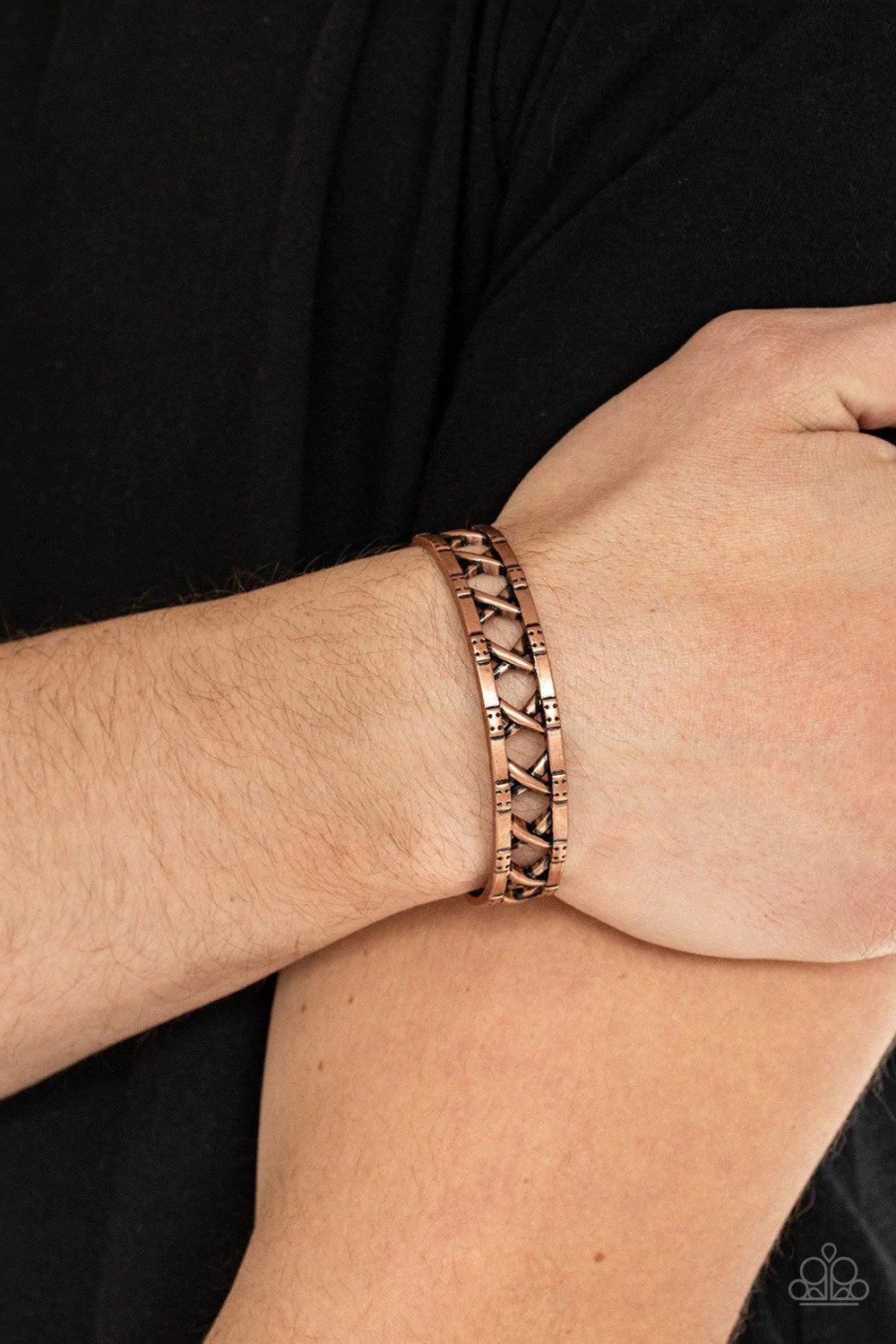 In Over Your METALHEAD Copper Bracelet - Paparazzi Accessories- on model - CarasShop.com - Paparazzi Jewelry by Cara Jewels