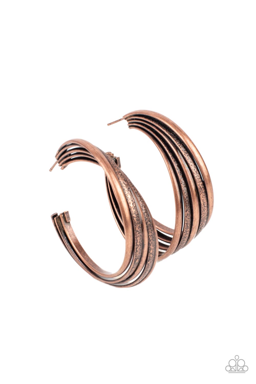 In Sync Copper Hoop Earrings - Paparazzi Accessories- lightbox - CarasShop.com - Paparazzi Jewelry by Cara Jewels