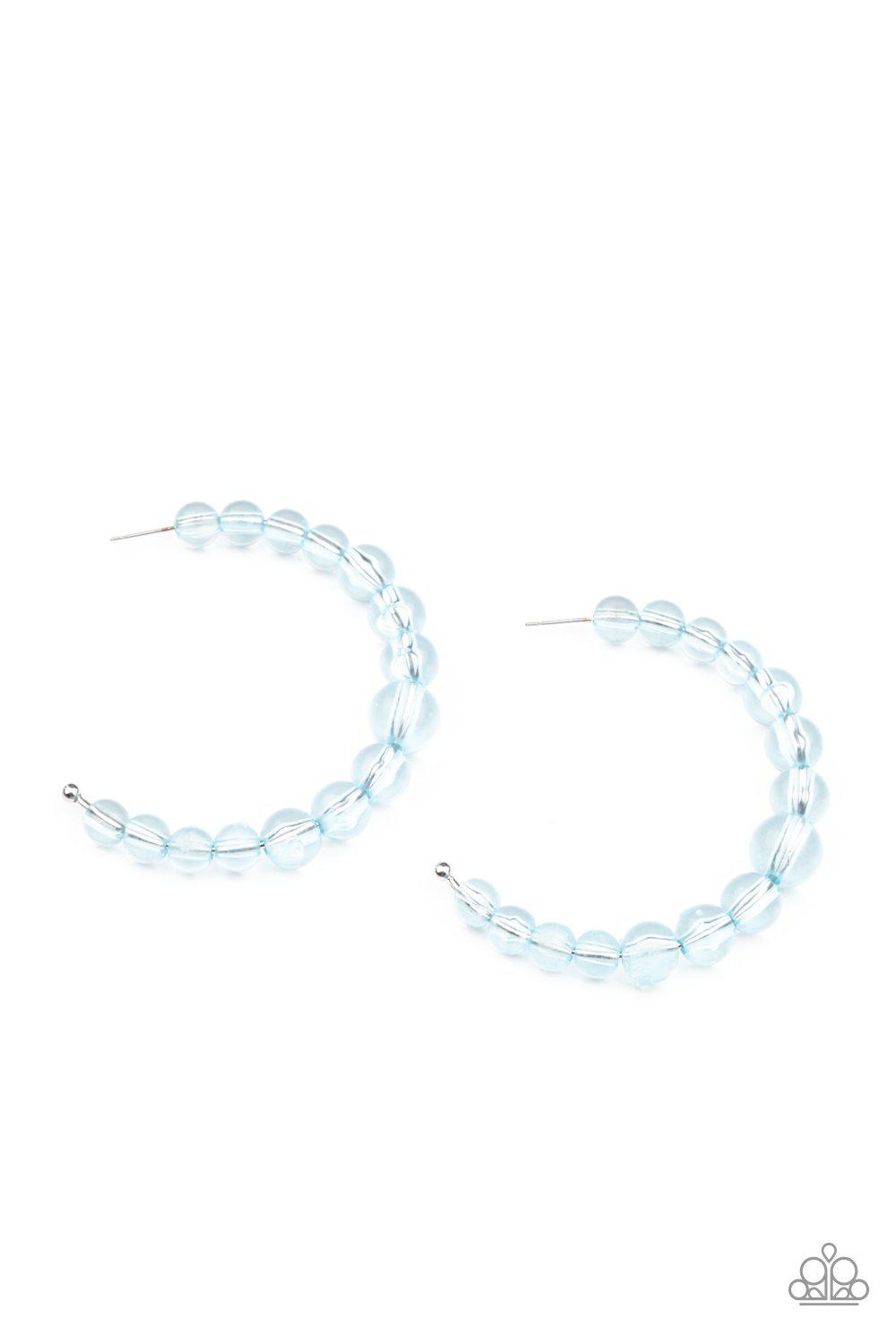 In The Clear Blue Hoop Earrings - Paparazzi Accessories- on model - CarasShop.com - Paparazzi Jewelry by Cara Jewels