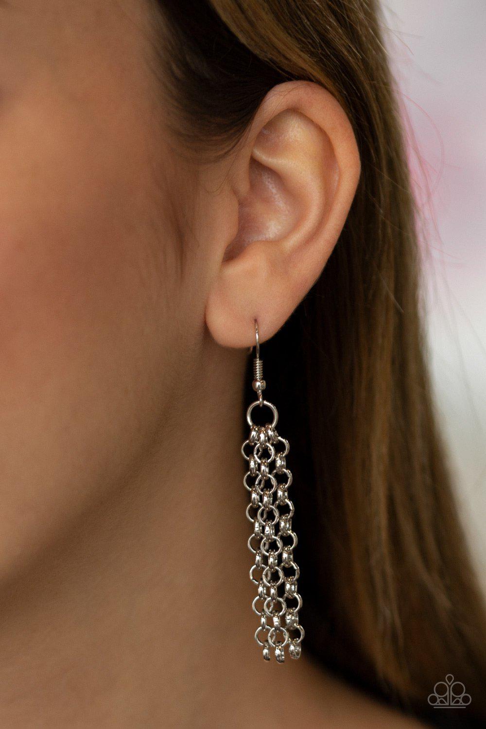In the MANE-Stream Silver Necklace - Paparazzi Accessories - free matching earrings -CarasShop.com - Paparazzi Jewelry by Cara Jewels
