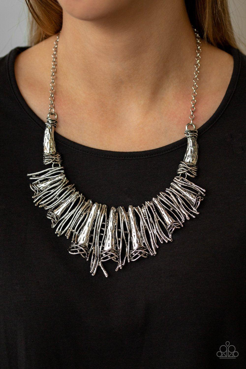 In the MANE-Stream Silver Necklace - Paparazzi Accessories- lightbox - CarasShop.com - Paparazzi Jewelry by Cara Jewels