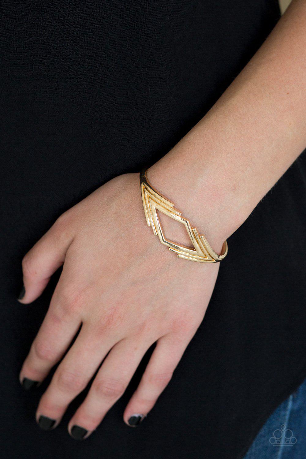In Total De-NILE Gold Cuff Bracelet - Paparazzi Accessories- lightbox - CarasShop.com - Paparazzi Jewelry by Cara Jewels