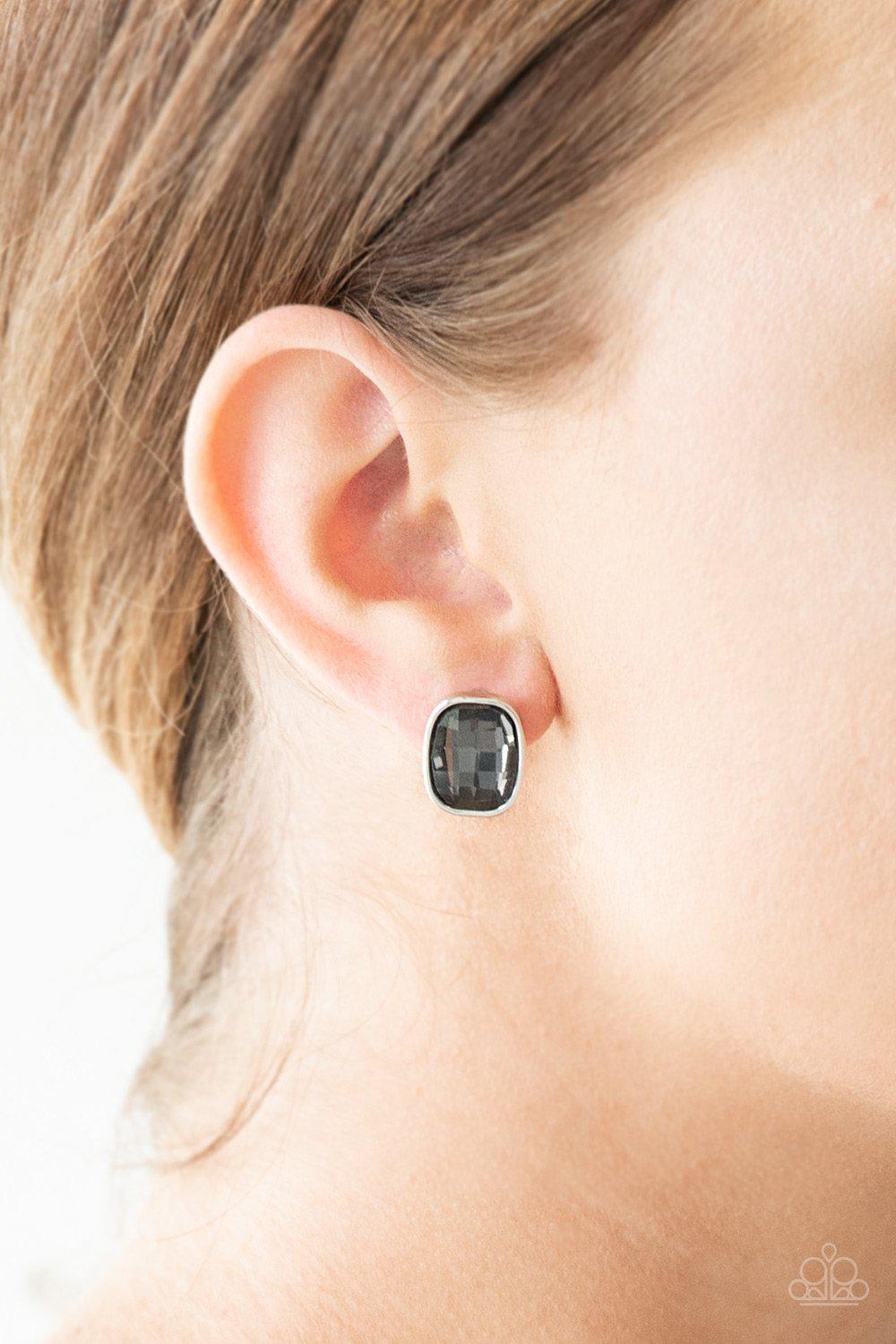 Incredibly Iconic Smoky Gem Post Earrings - Paparazzi Accessories- lightbox - CarasShop.com - Paparazzi Jewelry by Cara Jewels