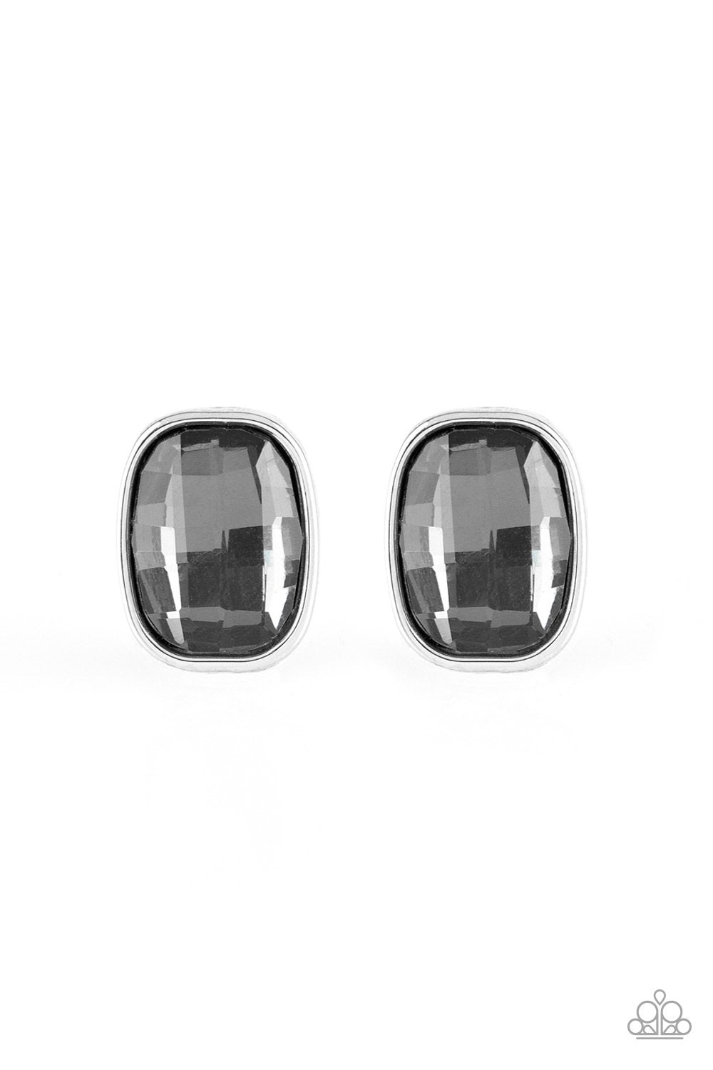 Incredibly Iconic Smoky Gem Post Earrings - Paparazzi Accessories- on model - CarasShop.com - Paparazzi Jewelry by Cara Jewels
