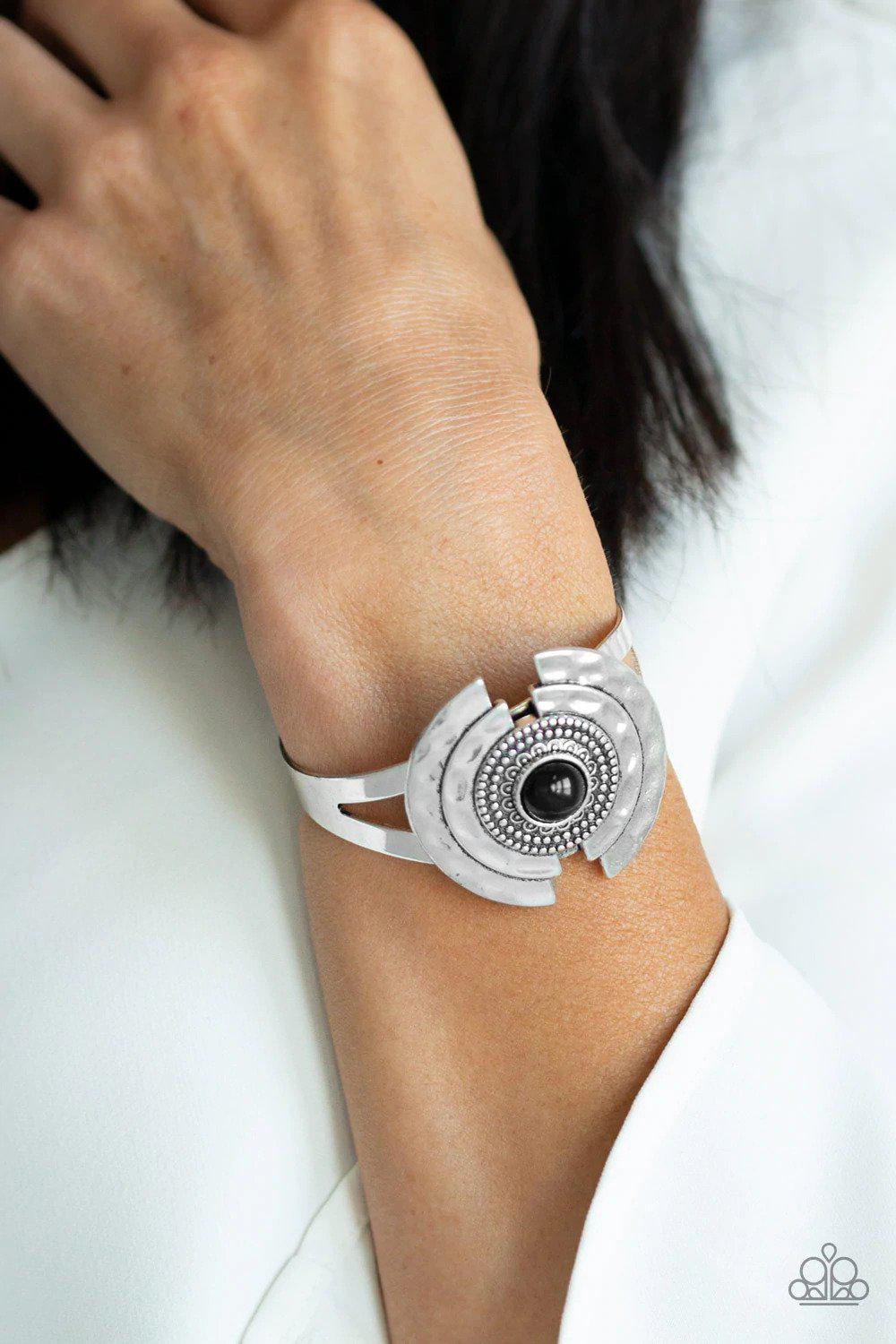 Incredibly Indie Black Bracelet - Paparazzi Accessories- on model - CarasShop.com - Paparazzi Jewelry by Cara Jewels
