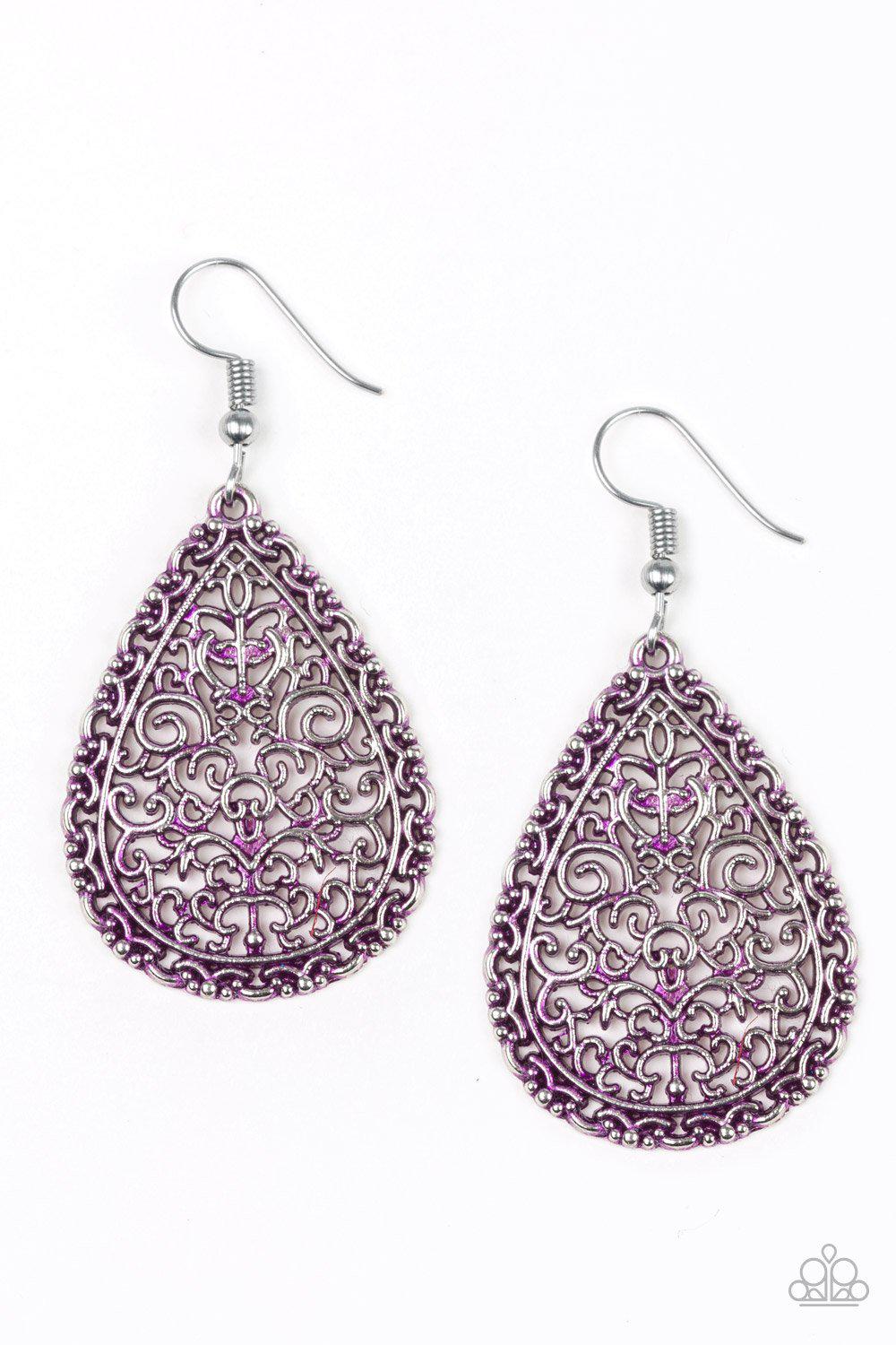 Indie Idol Purple Earrings - Paparazzi Accessories- lightbox - CarasShop.com - Paparazzi Jewelry by Cara Jewels