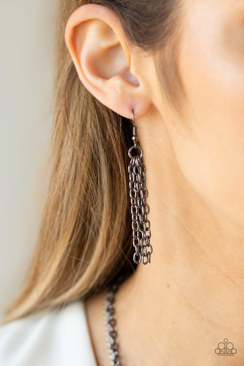 Industrial Confidence Gunmetal and Silver Necklace - Paparazzi Accessories - free matching earrings -CarasShop.com - Paparazzi Jewelry by Cara Jewels