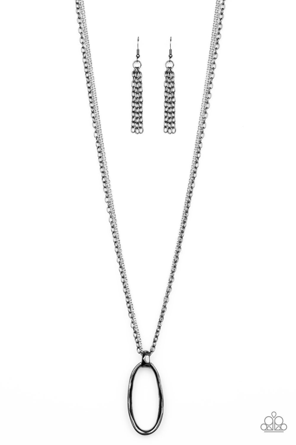 Industrial Confidence Gunmetal and Silver Necklace - Paparazzi Accessories- lightbox - CarasShop.com - Paparazzi Jewelry by Cara Jewels
