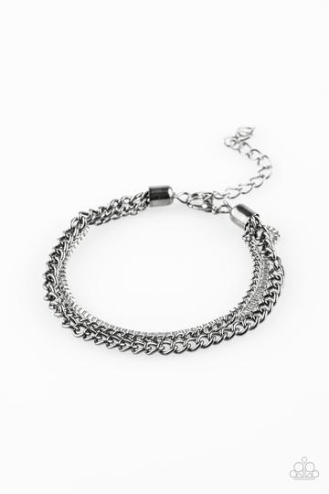 Industrial Icon Gunmetal Black and Silver Chain Bracelet - Paparazzi Accessories- lightbox - CarasShop.com - Paparazzi Jewelry by Cara Jewels
