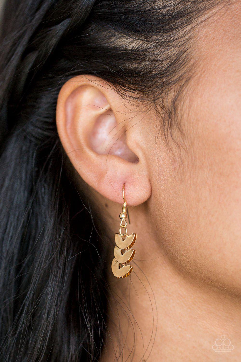 Industrial Illumination Gold Chain Necklace - Paparazzi Accessories - free matching earrings -CarasShop.com - Paparazzi Jewelry by Cara Jewels