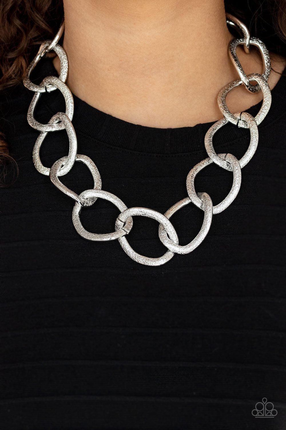 Industrial Intimidation Silver Chain Necklace - Paparazzi Accessories- lightbox - CarasShop.com - Paparazzi Jewelry by Cara Jewels