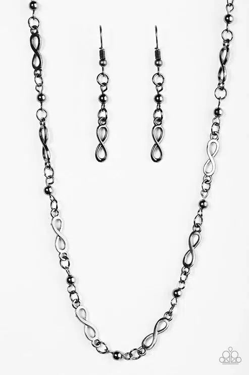 Infinite Beauty Gunmetal Black Necklace - Paparazzi Accessories- lightbox - CarasShop.com - Paparazzi Jewelry by Cara Jewels