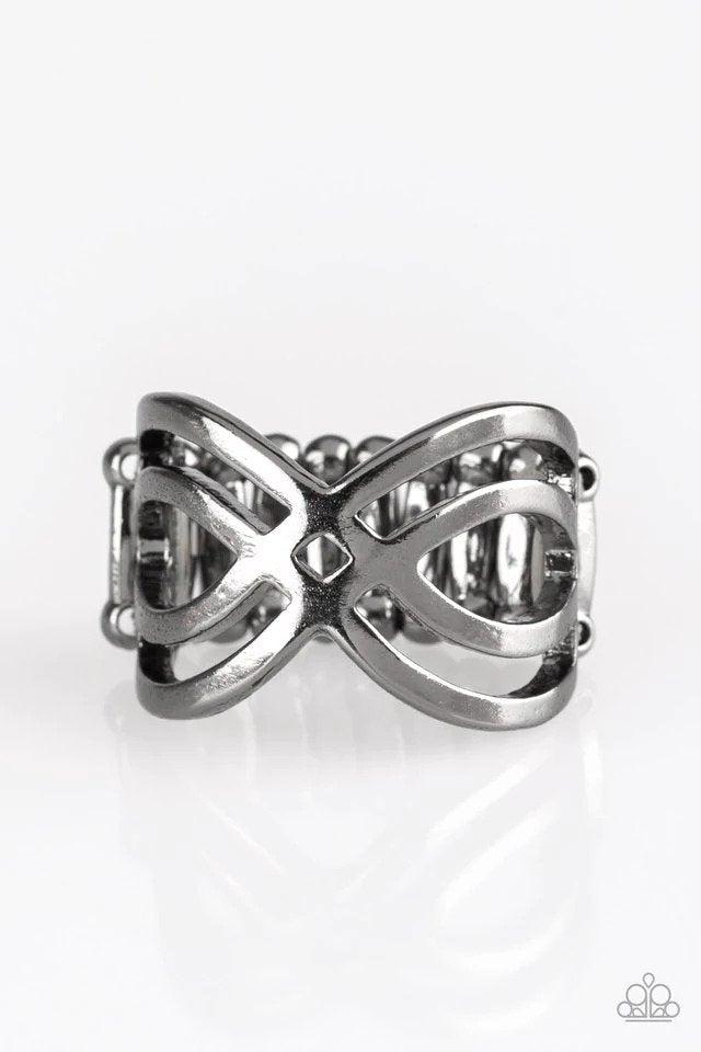 Infinite Fashion Gunmetal Black Ring - Paparazzi Accessories- lightbox - CarasShop.com - Paparazzi Jewelry by Cara Jewels