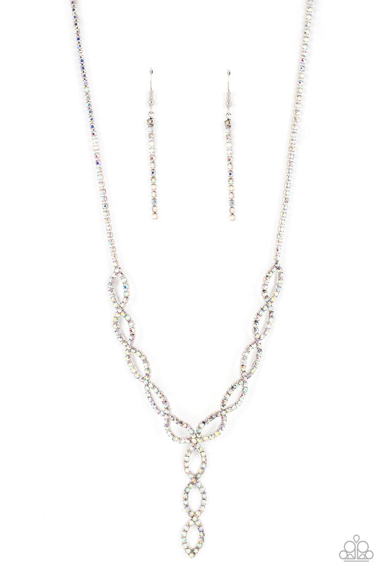 Infinitely Icy Multi Iridescent Rhinestone Necklace - Paparazzi Accessories- lightbox - CarasShop.com - Paparazzi Jewelry by Cara Jewels