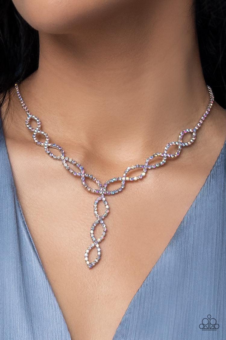 Infinitely Icy Multi Iridescent Rhinestone Necklace - Paparazzi Accessories- lightbox - CarasShop.com - Paparazzi Jewelry by Cara Jewels
